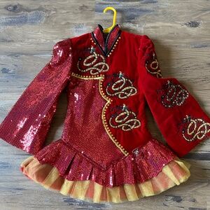 Irish Dance Dress- Red & Gold Dragon (U6-U8)